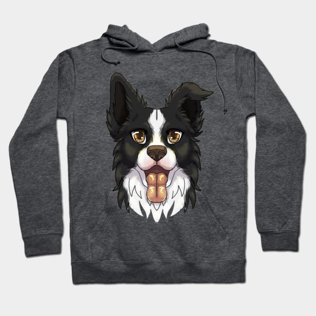 Black Border Collie Hoodie by Bamsdrawz